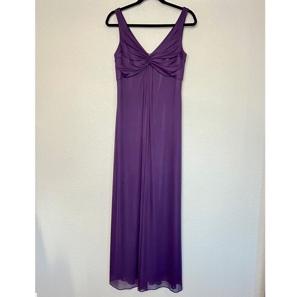 ALEX EVENINGS Purple Chiffon Twist V-Neck Sleeveless Empire Waist Maxi Gown Sz M
